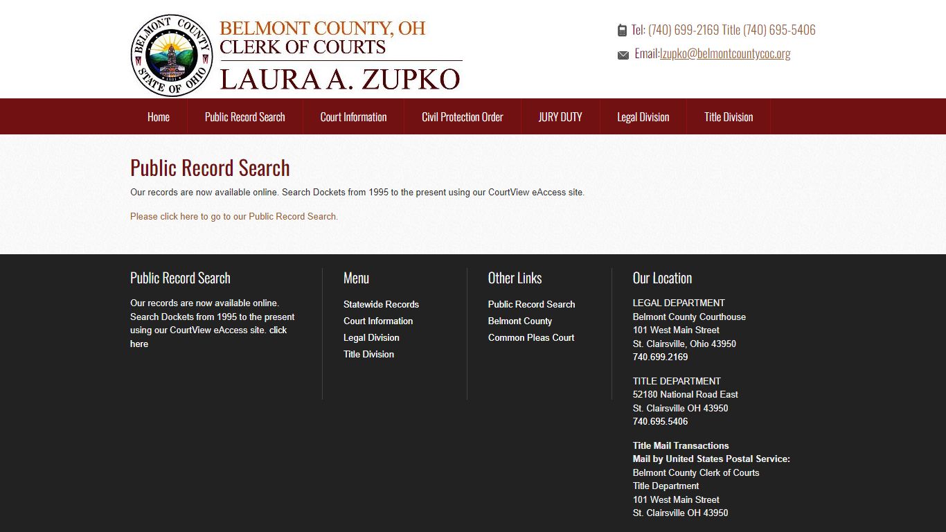 Public Record Search - Belmont County Clerk of Court